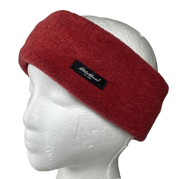 Eddie Bauer Vtg Headband Ski Running Brick Red Fleece Polartek Ear Cover Unisex - Picture 1 of 6